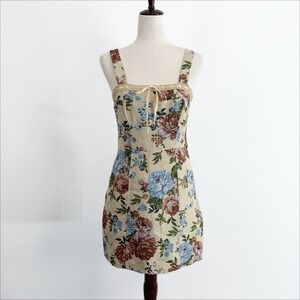Dylan Ryan Dress Womens Small Floral Y2K Festival Tapestry Tweed Retro Party